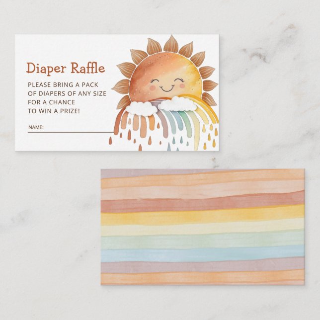 Cute Happy Sunshine Diaper Raffle Baby Shower Enclosure Card (Front/Back)