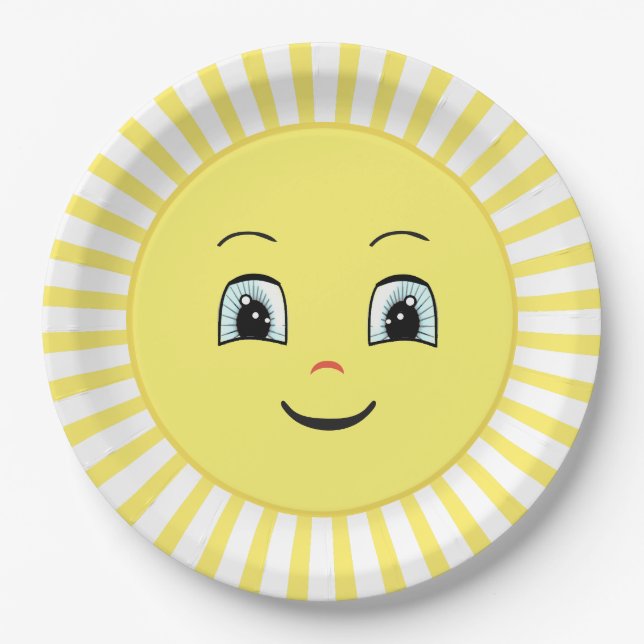 Cute Happy Sunshine Paper Plate (Front)