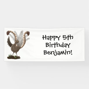 Cute happy superb lyrebird cartoon illustration banner