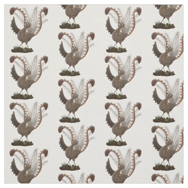 Cute happy superb lyrebird cartoon illustration  fabric (Swatch)