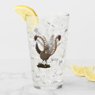Cute happy superb lyrebird cartoon illustration glass