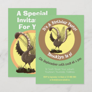Cute happy superb lyrebird cartoon illustration  i invitation