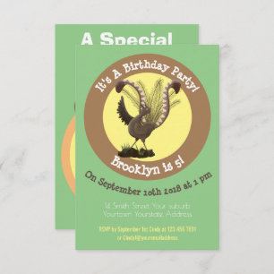 Cute happy superb lyrebird cartoon illustration  i invitation