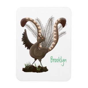 Cute happy superb lyrebird cartoon illustration  magnet