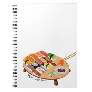 Cute Happy Sushi Plate Notebook Kawaii Japanese