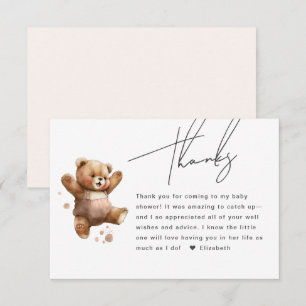 Cute Happy Teddy Bear Baby Shower Thank You Card