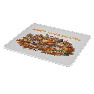 Cute Happy Thanksgiving Harvest Cutting Board