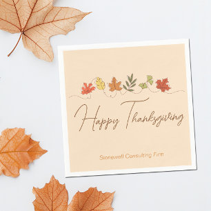 Cute Happy Thanksgiving Leaves Personalised Party Napkin