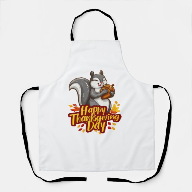 Cute Happy Thanksgiving Squirrel Classic T-Shirt Apron (Front)