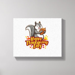 Cute Happy Thanksgiving Squirrel Classic T-Shirt Canvas Print