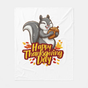Cute Happy Thanksgiving Squirrel Classic T-Shirt Fleece Blanket