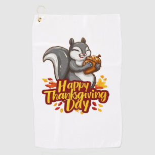 Cute Happy Thanksgiving Squirrel Classic T-Shirt Golf Towel