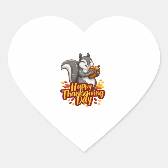 Cute Happy Thanksgiving Squirrel Classic T-Shirt Heart Sticker (Front)