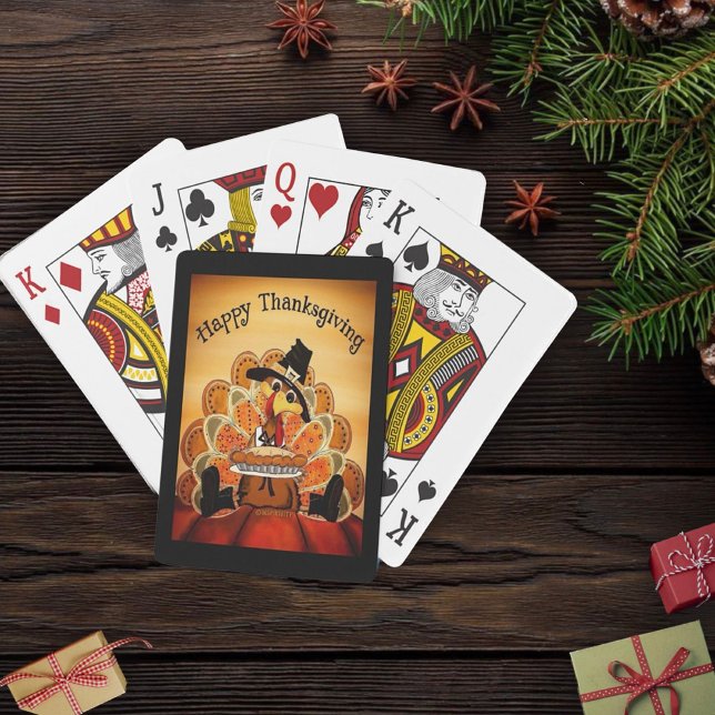 Cute Happy Thanksgiving Turkey Fun Inspirivity Playing Cards (Creator Uploaded)