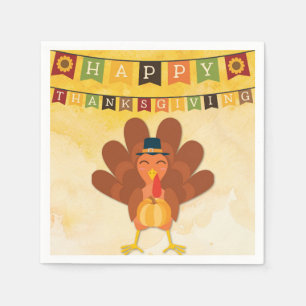 Cute Happy Thanksgiving Turkey Napkin