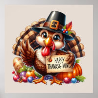 Cute Happy Thanksgiving turkey