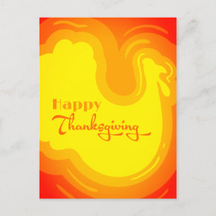Cute Happy Thanksgiving with Turkey Shape Holiday Postcard