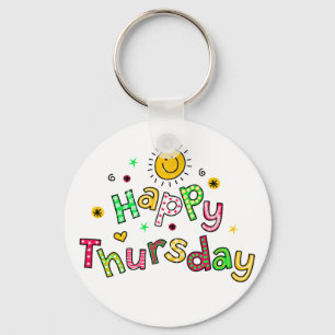 Cute Happy Thursday Week Greeting Text Expression Key Ring