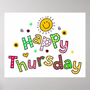 Cute Happy Thursday Week Greeting Text Expression Poster