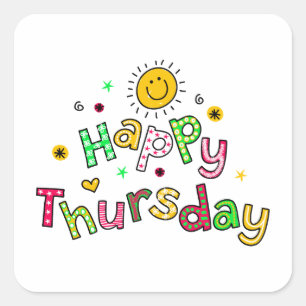 Cute Happy Thursday Week Greeting Text Expression Square Sticker