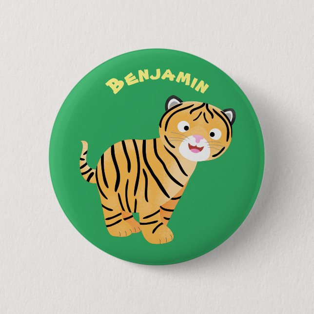 Cute  happy tiger cub cartoon 6 cm round badge (Front)