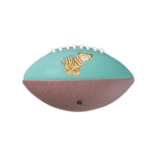 Cute  happy tiger cub cartoon american football