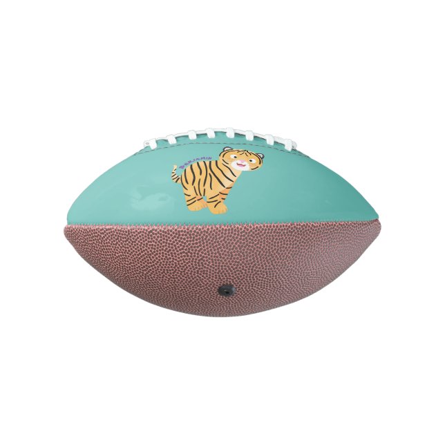 Cute  happy tiger cub cartoon american football (Rotated 270)