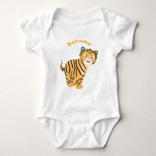 Cute  happy tiger cub cartoon baby bodysuit