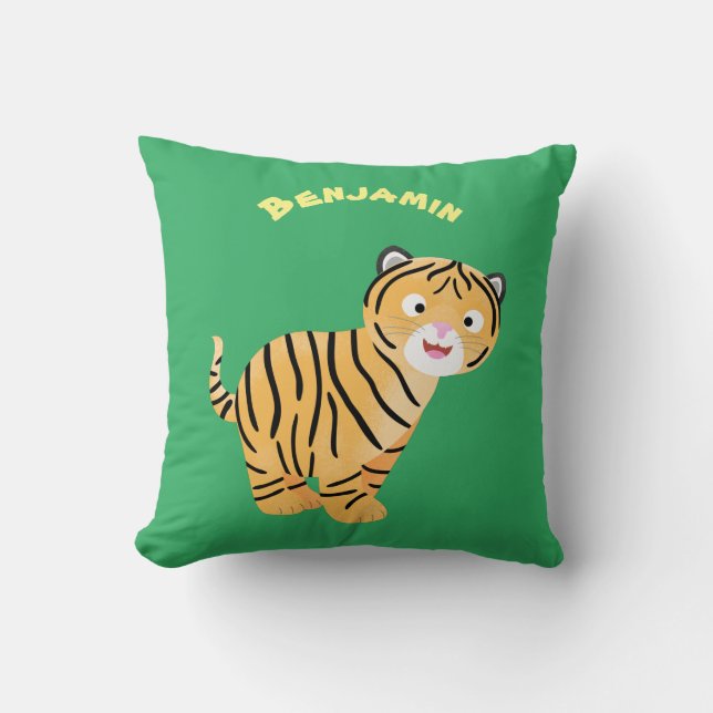 Cute  happy tiger cub cartoon cushion (Front)