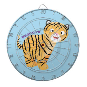 Cute  happy tiger cub cartoon dartboard