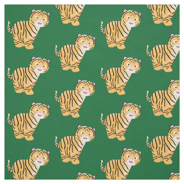 Cute  happy tiger cub cartoon fabric (Swatch)