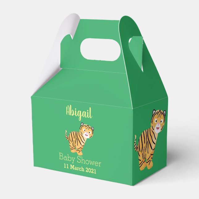 Cute  happy tiger cub cartoon favour box (Front Side)