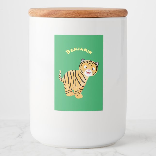Cute  happy tiger cub cartoon food label (Front)