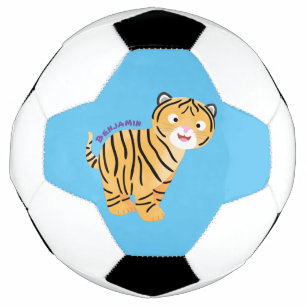 Cute  happy tiger cub cartoon football