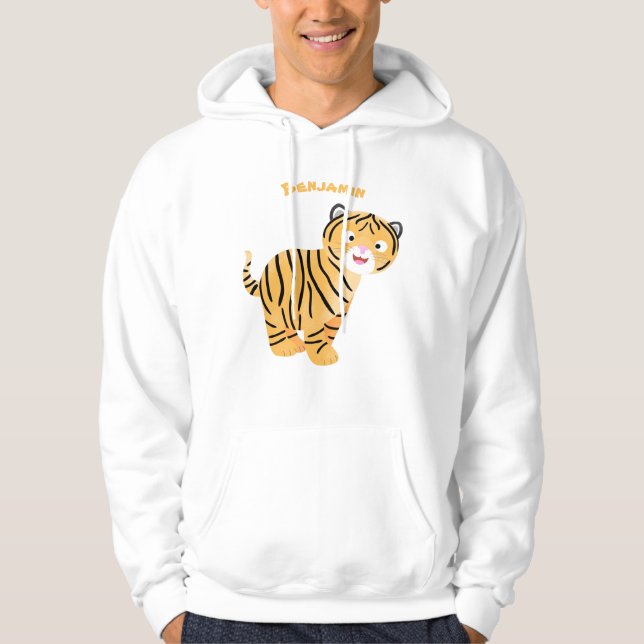 Cute  happy tiger cub cartoon hoodie (Front)