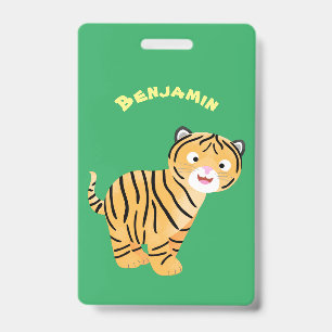 Cute happy tiger cub cartoon ID badge