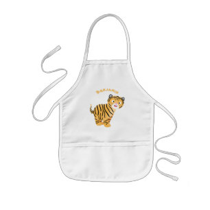 Cute happy tiger cub cartoon kids apron