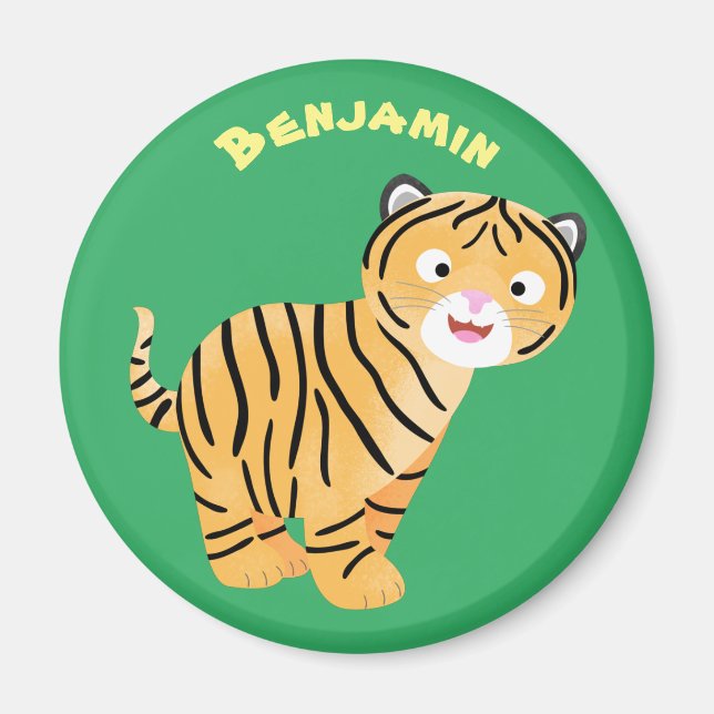 Cute  happy tiger cub cartoon magnet (Front)