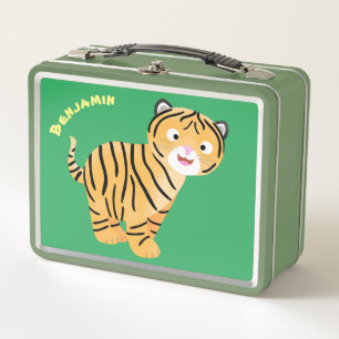 Cute  happy tiger cub cartoon metal lunch box