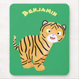 Cute  happy tiger cub cartoon mouse mat