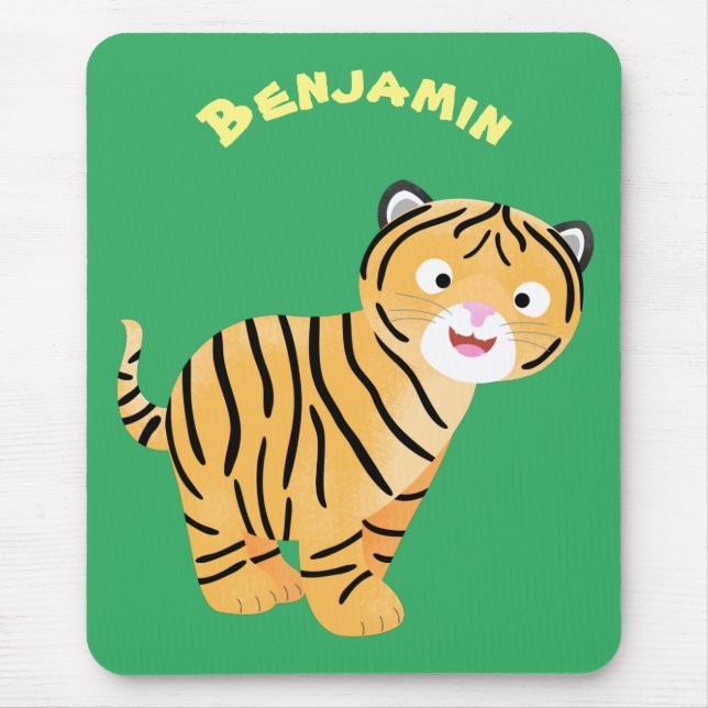 Cute  happy tiger cub cartoon mouse mat (Front)