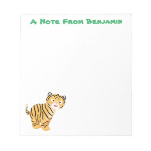 Cute happy tiger cub cartoon notepad