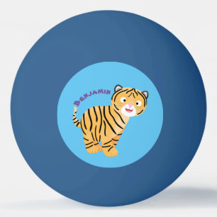 Cute happy tiger cub cartoon ping pong ball