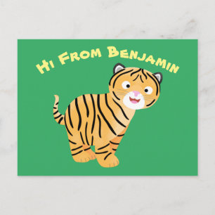 Cute  happy tiger cub cartoon postcard