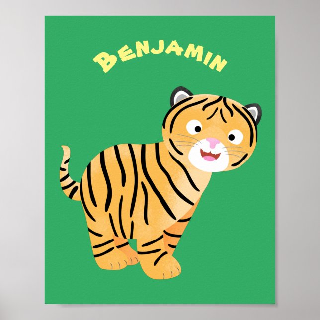 Cute  happy tiger cub cartoon poster (Front)