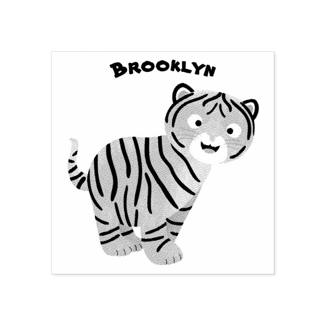 Cute happy tiger cub cartoon rubber stamp (Imprint)