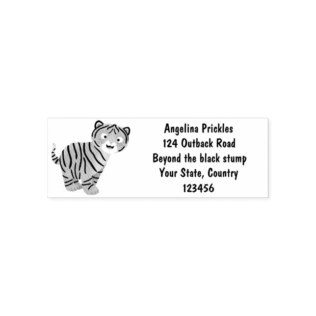 Cute happy tiger cub cartoon self-inking stamp (Design)