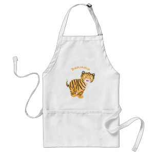 Cute happy tiger cub cartoon standard apron
