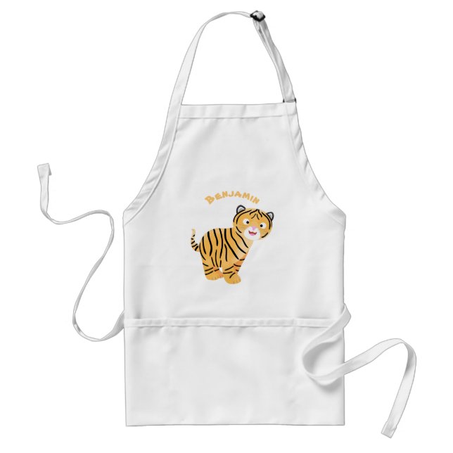 Cute  happy tiger cub cartoon standard apron (Front)