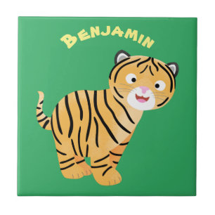 Cute happy tiger cub cartoon tile